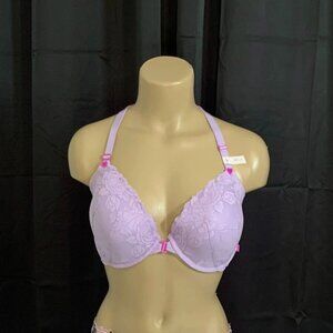 Victoria's Secret Sexy Tee Lightly-Lined Demi Bra FRONT CLOSE Racerback Hearts